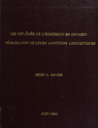 Les diplômés de l'immersion en Ontario: Réalisation de leurs ambitions linguistiques thumbnail