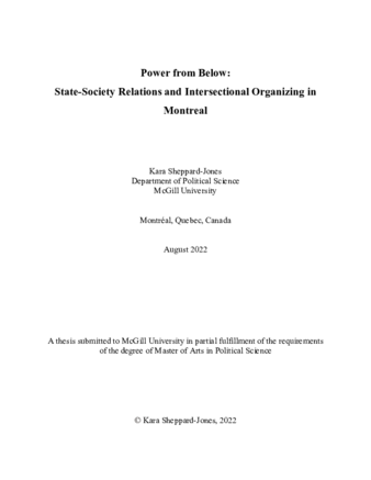 Power from below:  State-society relations and intersectional organizing in Montreal thumbnail