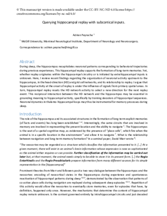 Querying hippocampal replay with subcortical inputs thumbnail