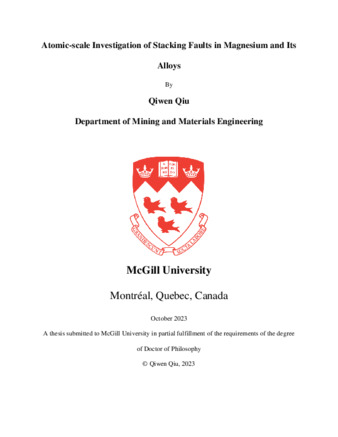 Comperhensive Studies of Stacking Faults Energies in Mg and Mg Alloys thumbnail