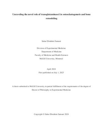 Unraveling the novel role of Transglutaminase1 in osteoclastogenesis and bone remodeling thumbnail