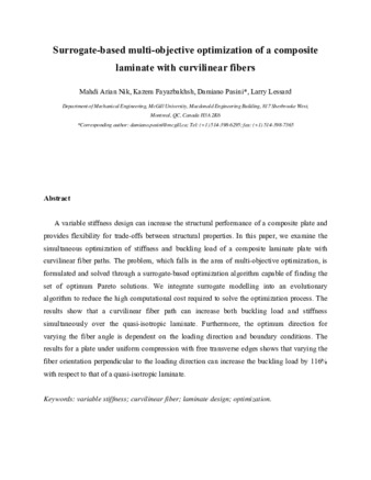 Surrogate-based multi-objective optimization of a composite laminate with curvilinear fibers thumbnail