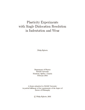 Plasticity experiments with single dislocation resolution in indentation and wear thumbnail