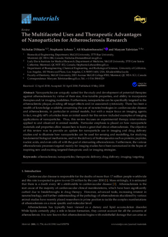 The Multifaceted Uses and Therapeutic Advantages of Nanoparticles for Atherosclerosis Research thumbnail