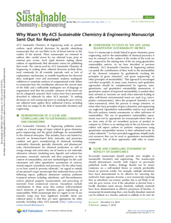 Why Wasn’t My ACS Sustainable Chemistry & Engineering Manuscript Sent Out for Review? thumbnail