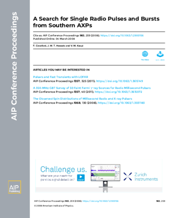 A Search for Single Radio Pulses and Bursts from Southern AXPs thumbnail