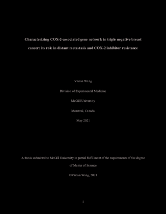 Characterizing COX-2-associated gene network in triple negative breast cancer: its role in distant metastasis and COX-2 inhibitor resistance thumbnail