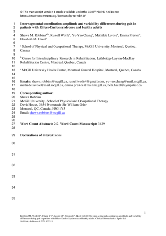 Inter-segmental coordination amplitude and variability differences during gait in patients with Ehlers-Danlos syndrome and healthy adults thumbnail