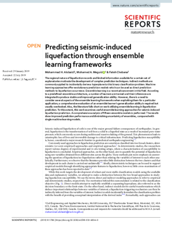 Predicting seismic-induced liquefaction through ensemble learning frameworks thumbnail