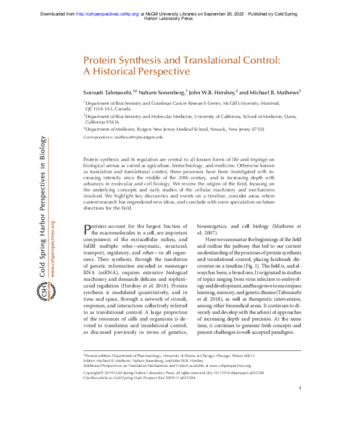 Protein Synthesis and Translational Control: A Historical Perspective thumbnail