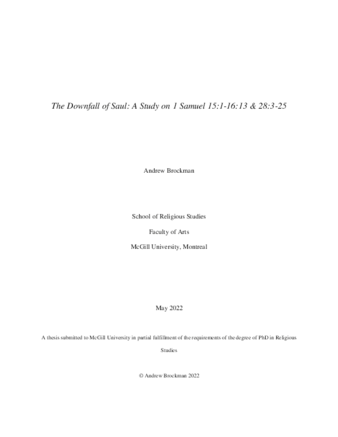 The downfall of Saul: A study on 1 Samuel 15:1-16:13 & 28:3-25 thumbnail