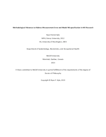 Methodological Advances to Address Measurement Error and Model Misspecification in HIV Research thumbnail