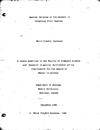 Spacial patterns of the genders in Dioecius plant species thumbnail