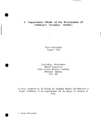 A connectionist model of the development of children's seriation abilities / thumbnail