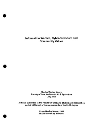 Information warfare, cyber-terrorism and community values thumbnail