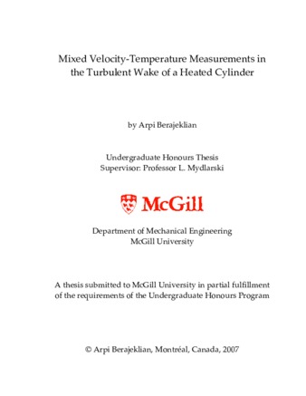 Mixed Velocity‐Temperature Measurements in the Turbulent Wake of a Heated Cylinder thumbnail