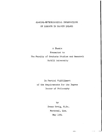 Glacial-meteorological observations on icecaps in Baffin Island. thumbnail