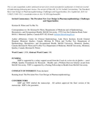 Invited Commentary: The Prevalent New-User Design in Pharmacoepidemiology-Challenges and Opportunities thumbnail