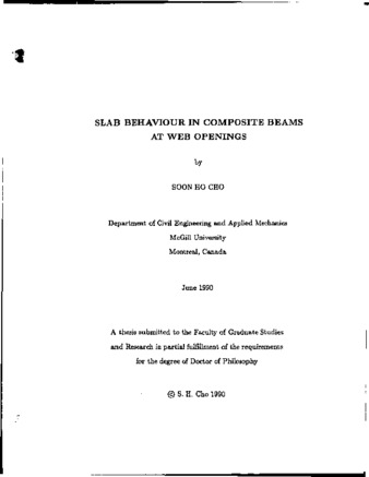 Slab behaviour in composite beams at web openings thumbnail