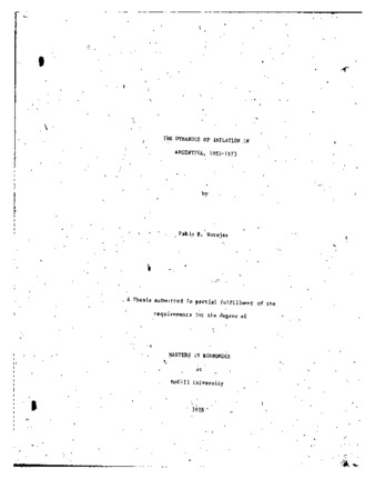 The dynamics of inflation in Argentina, 1955-1973 / thumbnail