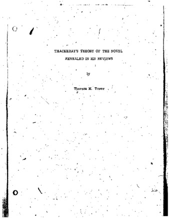 Thackeray's theory of the novel as revealed in his reviews for The Times and the Morning Chronicle thumbnail