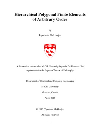 Hierarchical polygonal finite elements of arbitrary order thumbnail