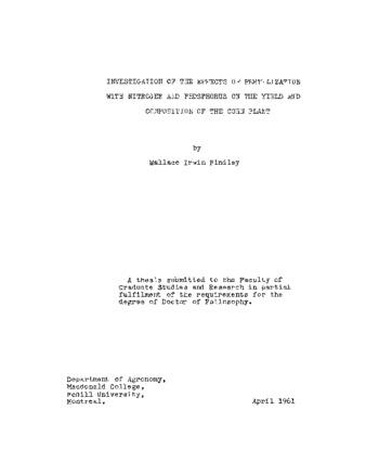 Investigation of the effects of fertilization with nitrogen and phosphorous on the yield and composition of the corn plant. thumbnail