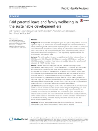 Paid parental leave and family wellbeing in the sustainable development era thumbnail