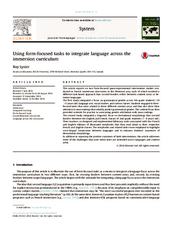 Using form-focused tasks to integrate language across the immersion curriculum thumbnail