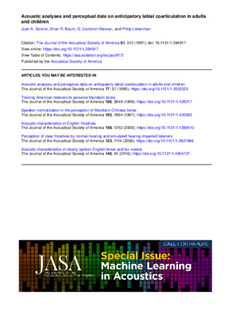 Acoustic analyses and perceptual data on anticipatory labial coarticulation in adults and children thumbnail