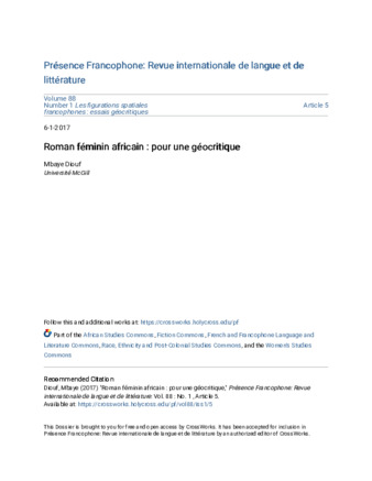 Roman féminin africain: pour une géocritique thumbnail