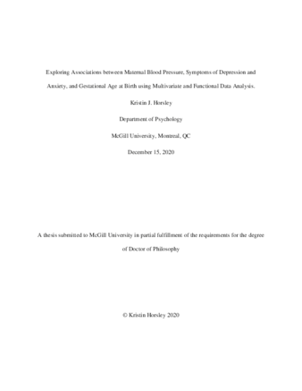 Exploring associations between maternal blood pressure, symptoms of depression and anxiety, and gestational age at birth using multivariate and functional data analysis thumbnail