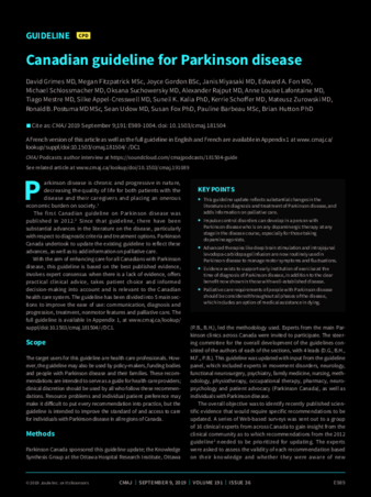 Canadian guideline for Parkinson disease thumbnail