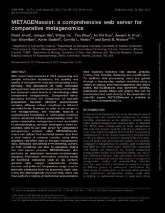 METAGENassist: a comprehensive web server for comparative metagenomics thumbnail