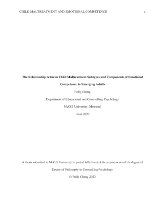 The relationship between child maltreatment subtypes and components of emotional competence in emerging adults thumbnail