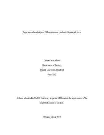 Experimental evolution of «Chlamydomonas reinhardtii » under salt stress thumbnail