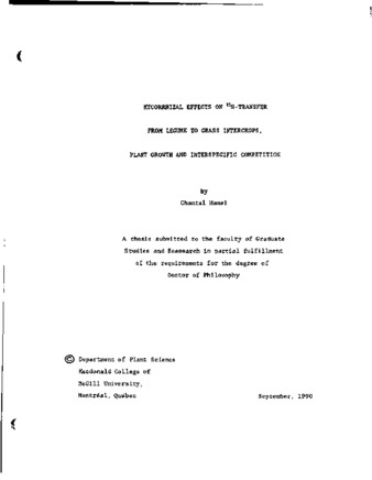 Mycorrhizal effects on 15N-transfer from legume to grass intercrops, plant growth and interspecific competition thumbnail