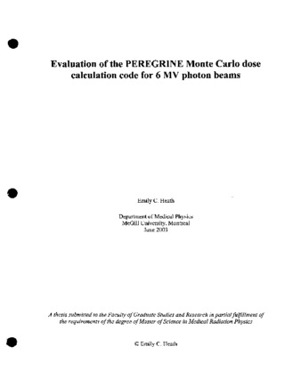 Evaluation of the PEREGRINE Monte Carlo dose calculation code for 6 MV photon beams thumbnail