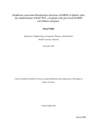 Healthcare-associated bloodstream infections (HABSI) in Quebec after the establishment of BACTOT, a hospital-wide provincial HABSI surveillance program thumbnail