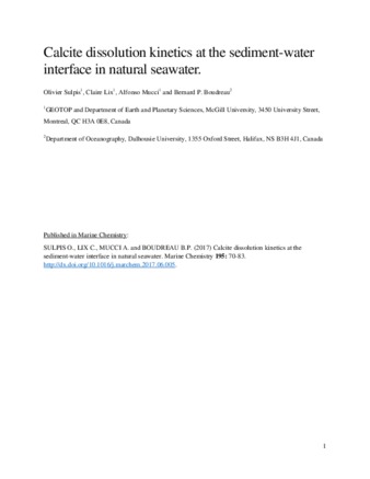 Calcite dissolution kinetics at the sediment-water interface in natural seawater. thumbnail