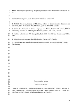 Phonological processing in speech perception: What do sonority differences tell us? thumbnail