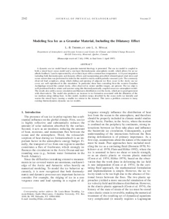 Modeling Sea Ice as a Granular Material, Including the Dilatancy Effect thumbnail