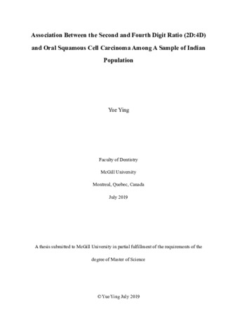 Association between the second and fourth digit ratio (2D:4D) and oral squamous cell carcinoma among a sample of Indian population thumbnail