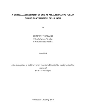 A critical assessment of CNG as an alternative fuel in public bus transit in Delhi, India thumbnail