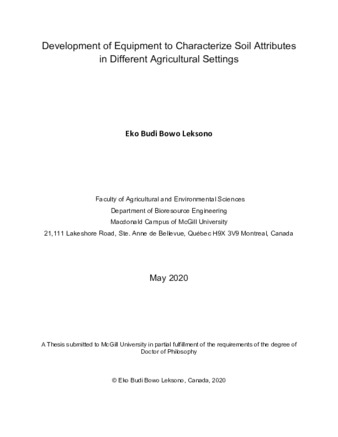 Development of equipment to characterize soil attributes in different agricultural settings thumbnail