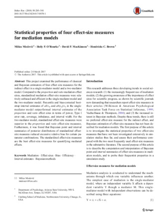 Statistical properties of four effect-size measures for mediation models thumbnail