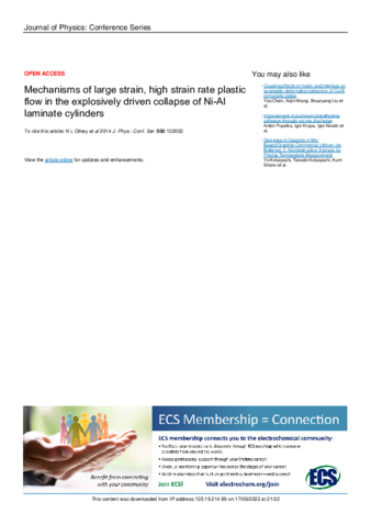 Mechanisms of large strain, high strain rate plastic flow in the explosively driven collapse of Ni-Al laminate cylinders thumbnail