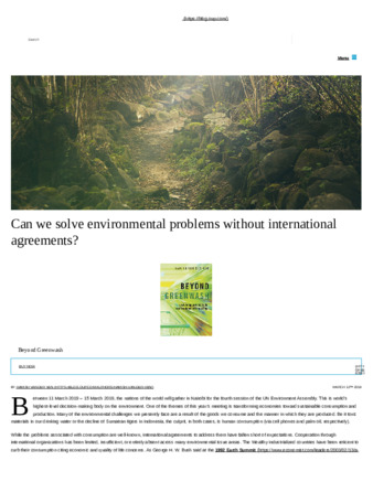 Can we solve environmental problems without international agreements? thumbnail