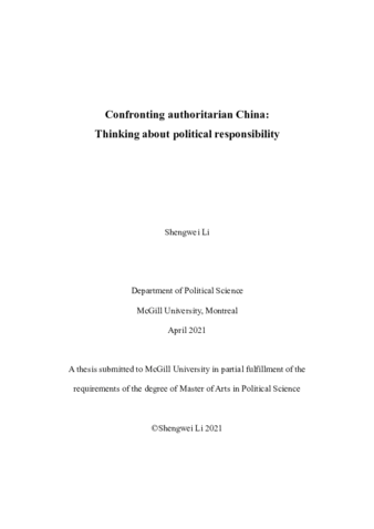 Confronting authoritarian China: thinking about political responsibility thumbnail