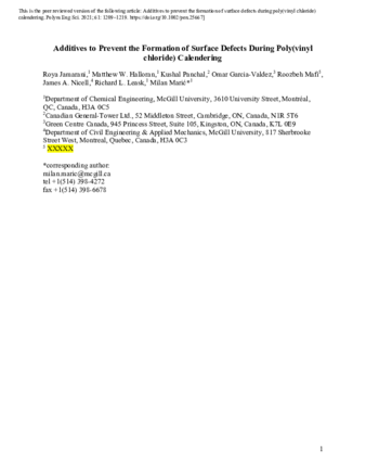 Additives to Prevent the Formation of Surface Defects During Poly(vinyl chloride) Calendering thumbnail